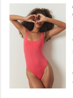 Urban Outfitters Mira high cut coral bodysuit M/L